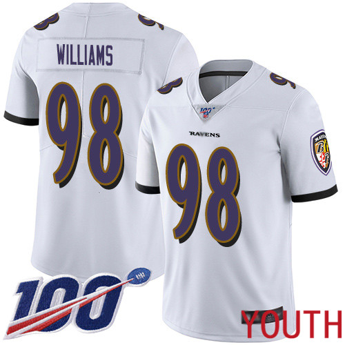 Baltimore Ravens Limited White Youth Brandon Williams Road Jersey NFL Football #98 100th Season Vapor Untouchable->women nfl jersey->Women Jersey